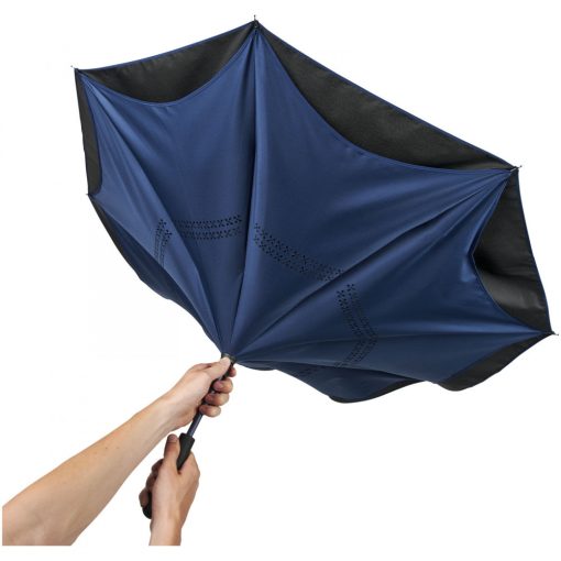Umbrela reversibila 23 inch, cu deschidere automata, Everestus, 20FEB0338, Poliester, Albastru