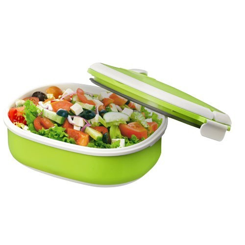 Caserola pranz, 750 ml, Everestus, CAE12, plastic, cauciuc, verde, alb