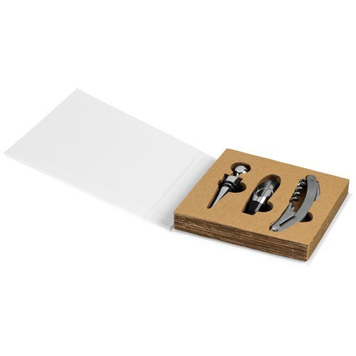 Set accesorii vin 3 piese, Everestus, NS, carton si otel inoxidabil, argintiu