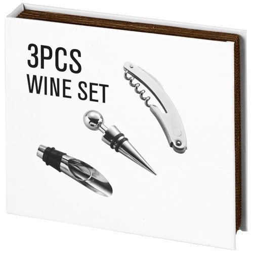Set accesorii vin 3 piese, Everestus, NS, carton si otel inoxidabil, argintiu