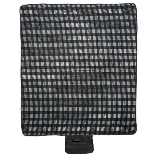 Patura picnic clasica, cu maner, 120x135 cm, Everestus, JU096, lana, negru, saculet de calatorie inclus