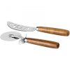 Set cutite pizza, 2 piese, 2,7x25,5x17 cm, Everestus, 20SEP0884, Carton, Otel, Lemn, Natur