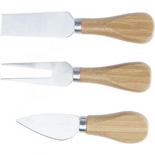 Platou de bucatarie cu 3 ustensile, Seasons, 22FEB0069, 22.8x1x18 cm, Bambus, Otel, Natur
