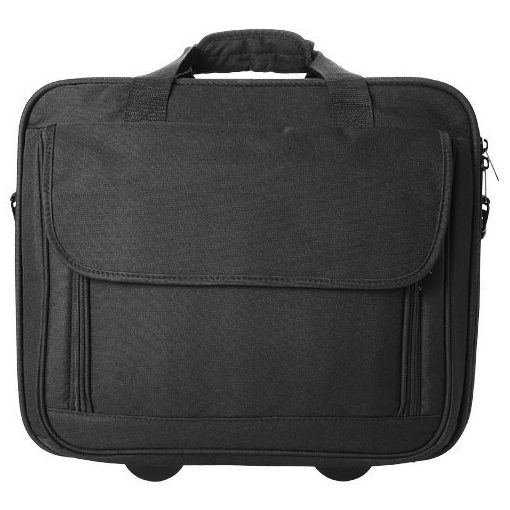 Geanta troler pentru Laptop 15.4 inch, Everestus, BS, 600D poliester, negru, saculet de calatorie si eticheta bagaj incluse