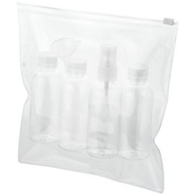   Geanta cu 4 recipiente cosmetice pentru calatorii cu avionul, Everestus, TO01, pvc, transparent