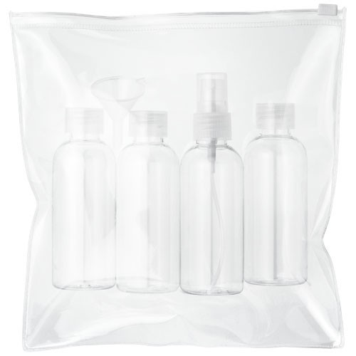 Geanta cu 4 recipiente cosmetice pentru calatorii cu avionul, Everestus, TO01, pvc, transparent