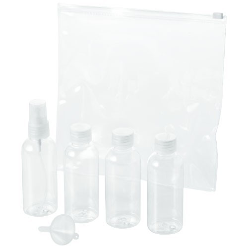 Geanta cu 4 recipiente cosmetice pentru calatorii cu avionul, Everestus, TO01, pvc, transparent