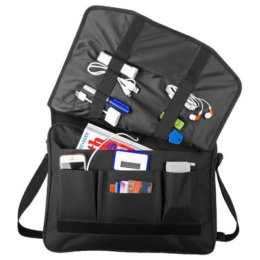 Geanta de Postas/Laptop, Everestus, SH, 15.6 inch, 600D poliester, negru, saculet de calatorie si eticheta bagaj incluse