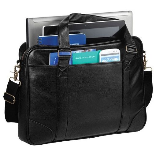 Servieta Laptop, Everestus, OD, 15.6 inch, piele ecologica, negru, saculet de calatorie si eticheta bagaj incluse