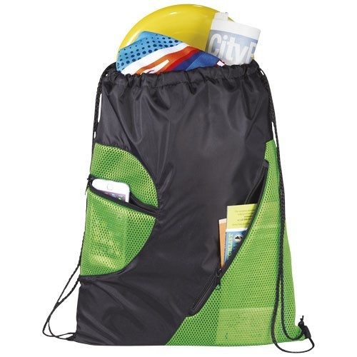 Saculet cu 2 buzunare frontale din plasa, poliester 210D, Everestus, 8IA19057, verde lime