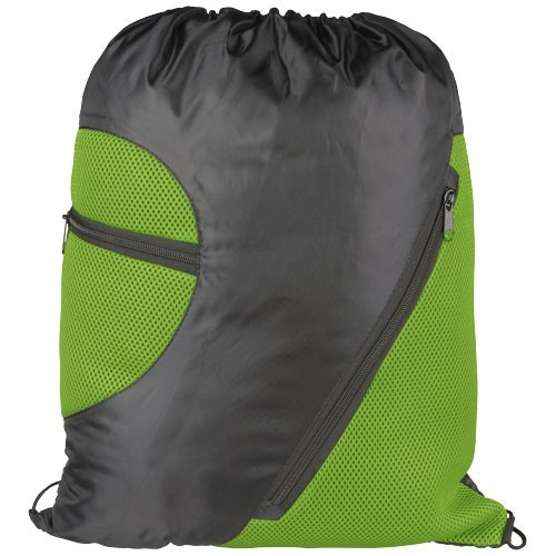 Saculet cu 2 buzunare frontale din plasa, poliester 210D, Everestus, 8IA19057, verde lime