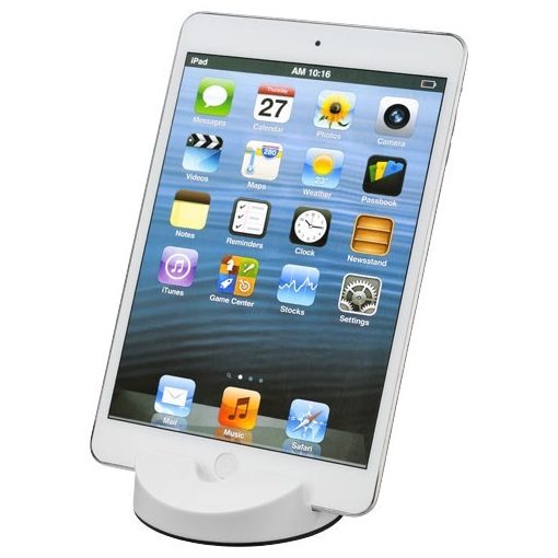 Suport telefon de birou cu design elegant, Everestus, STT087, plastic, alb, laveta inclusa