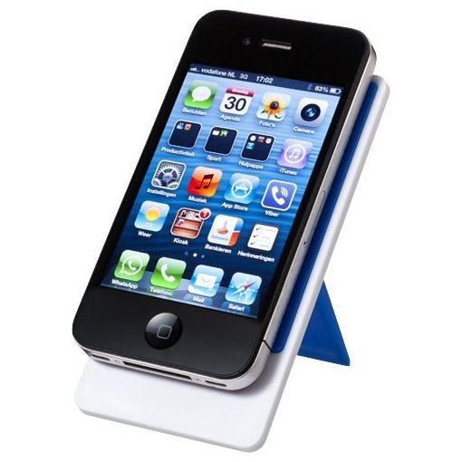 Suport telefon de birou pliabil, Everestus, STT090, plastic, albastru, laveta inclusa