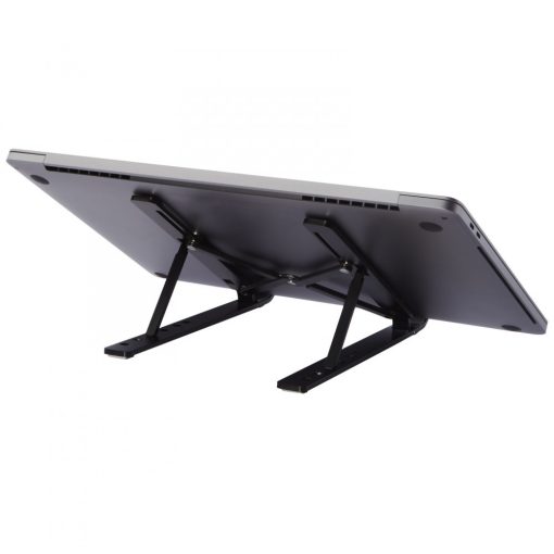 Suport pliabil pentru laptop, Tekio by AleXer, 21OCT0884, 24.3 x 1.8 x 4.5 cm, Aluminiu, Negru, breloc inclus
