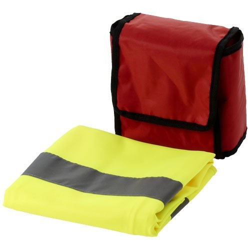 Trusa de prim ajutor 18 piese si vesta de siguranta, nylon, Everestus, TSPA02, rosu