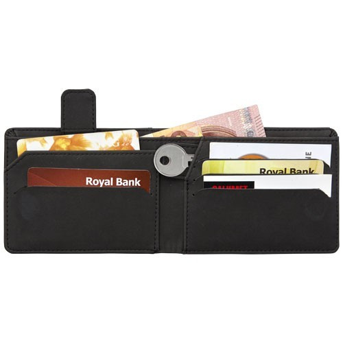 Portofel cu protectie RFID, Everestus, AR, pu si poliester, negru, 120x15x90 mm
