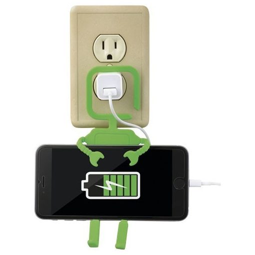 Suport telefon pentru priza cu forma de Robot, Everestus, STT113, plastic, verde