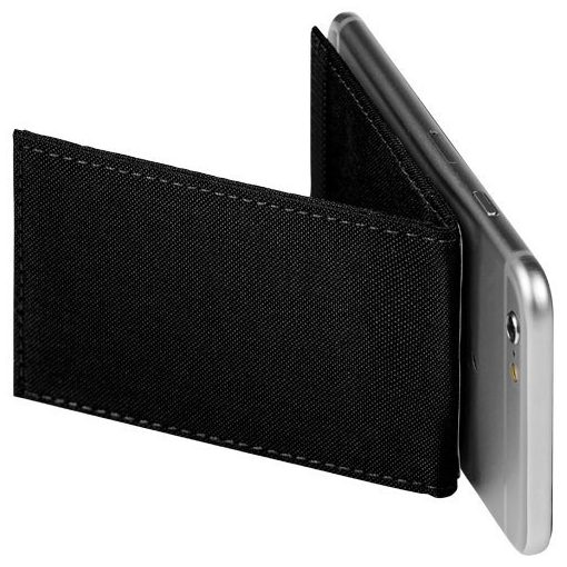 Suport telefon cu portcard RFID inclus, Everestus, STT140, poliester 300D, negru, laveta inclusa