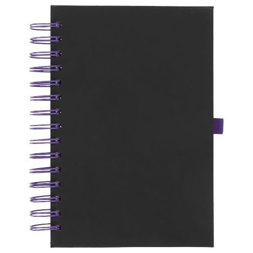 Agenda A5 cu pagini dictando, coperta cu spirala, Everestus, WO04, pu, metal, negru, violet
