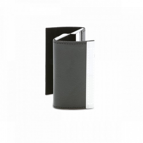 Portcard din metal si piele ecologica, Everestus, PE02, negru, 93x67x19 mm