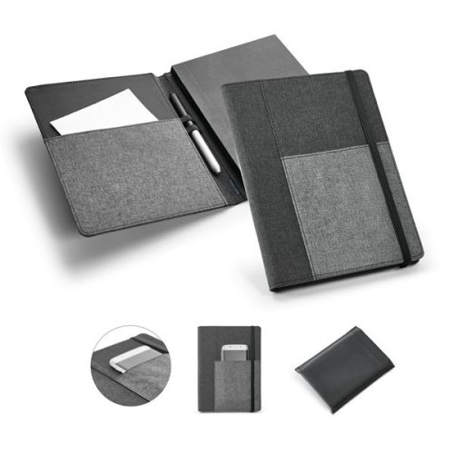 Carnetel cu coperta detasabila, 80 pagini, Everestus, PA, Textil poliester, gri