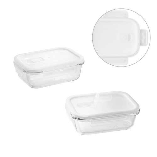 Caserola pentru pranz, Everestus, 22FEB0055, 600 ml, 175x62x131 mm, Sticla, Alb