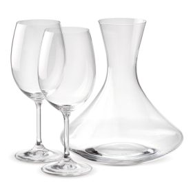   Set sticla pentru vin 1600 ml si 2 pahare 450 ml, Everestus, 20FEB1505, Sticla, Transparent