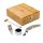 Set 4 accesorii vin, in cutie, Everestus, WE, bambus si zinc, natur