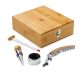 Set 4 accesorii vin, in cutie, Everestus, WE, bambus si zinc, natur