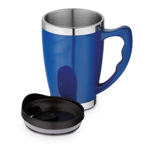 Cana de voiaj 450 ml cu maner, Everestus, 20FEB1139, Otel, Albastru
