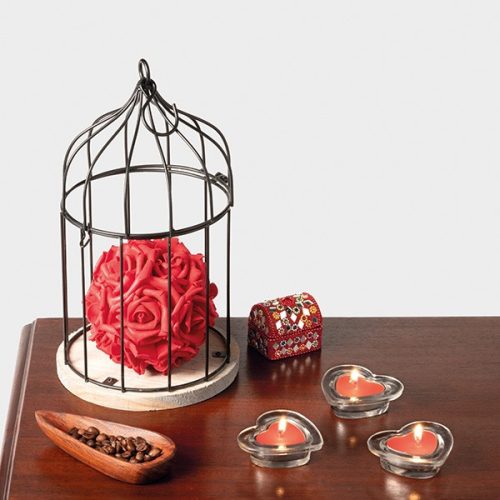 Lumanare in forma de inimioara, Everestus, LPD21, sticla, rosu