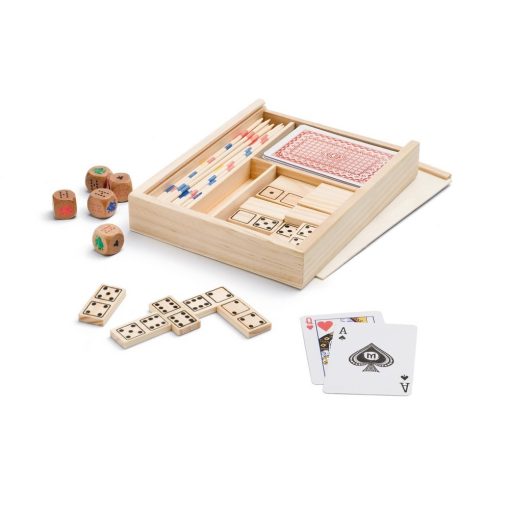 Set jocuri 4-in-1 in cutie din lemn, Everestus, JJE03, natur