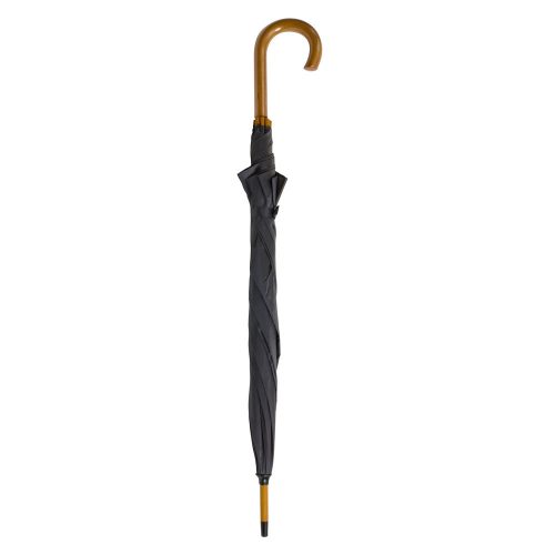 Umbrela 104 cm cu maner din lemn, Everestus, 20IAN844, Negru, Poliester 190T