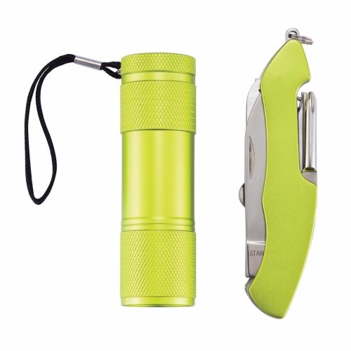 Set briceag 13 functii si lanterna, Everestus, OR, otel inoxidabil, aluminiu, verde