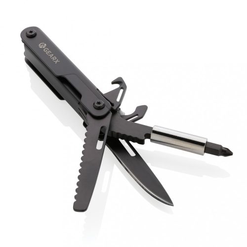 Cleste multifunctional, GearX, 22FEB1405, 8.4x1.7x2.3 cm, Otel, Negru