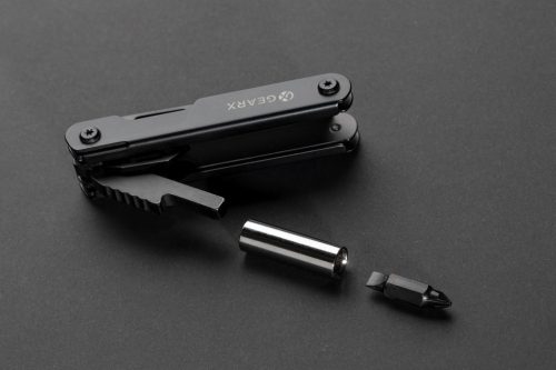 Cleste multifunctional, GearX, 22FEB1405, 8.4x1.7x2.3 cm, Otel, Negru