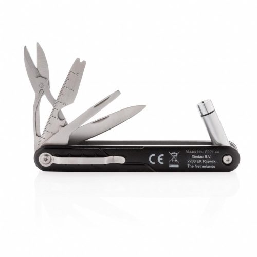 Unealta multifunctionala cu 9 functii si lumina led, Everestus, ER, aluminiu, otel inoxidabil, negru