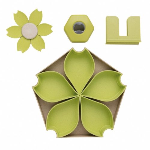 Set accesorii de bucatarie, Everestus, EO01, paie de grau, otel inoxidabil, verde