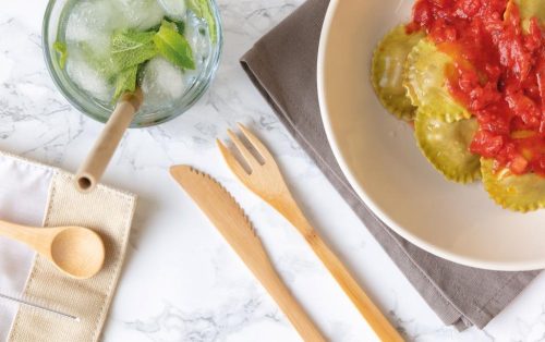 Set de tacamuri ecologice, 5 piese, Everestus, 9IA19315, Bambus, Nylon, Alb