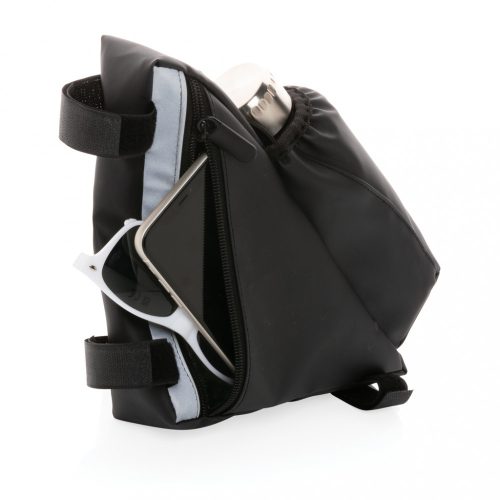 Geanta de bicicleta cu suport de sticla, Everestus, 21OCT1213, 18.5 x 6 x 21 cm, Plastic, Poliuretan, Negru