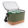 Geanta termoizolanta pentru 6 doze, cu baza din pluta, Everestus, 20IAN452, Poliester, Pluta, Verde