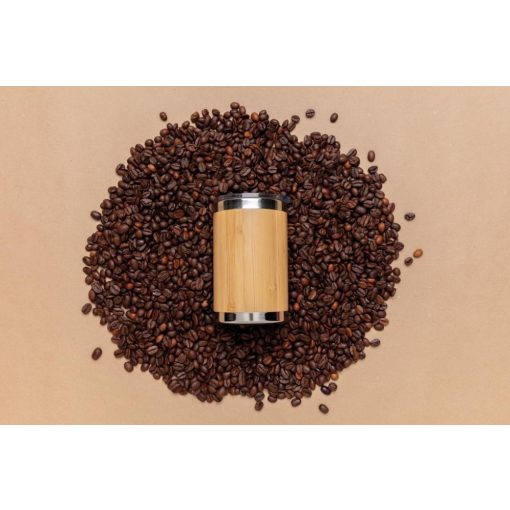 Cana de voiaj Coffee to Go, 270 ml, Everestus, 9IA19207, Bambus, Otel inoxidabil, Maro, saculet inclus