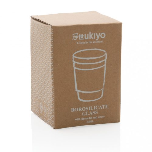 Cana de voiaj, Ukiyo, 22FEB1164, 360 ml, 8.5x5.5x11 cm, Sticla, Negru