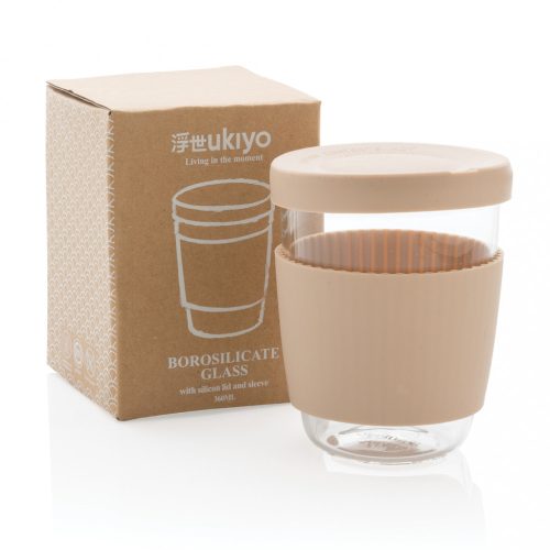 Cana de voiaj, Ukiyo, 22FEB1166, 360 ml, 8.5x5.5x11 cm, Sticla, Maro