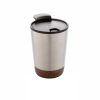 Cana cafea cu baza din pluta 300 ml, perete dublu, Everestus, CK, otel inoxidabil, pp, argintiu, saculet de calatorie inclus