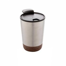   Cana cafea cu baza din pluta 300 ml, perete dublu, Everestus, CK, otel inoxidabil, pp, argintiu