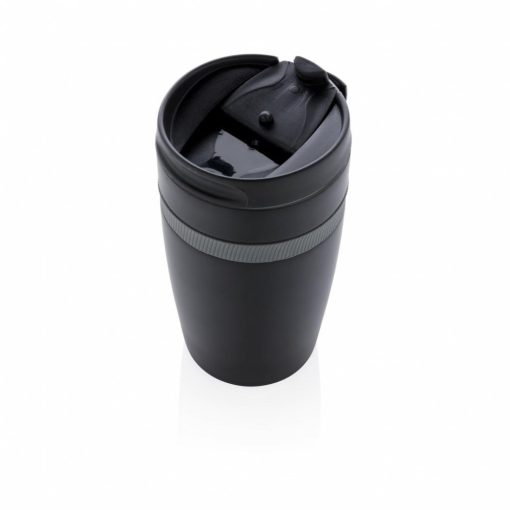 Cana termoizolanta cafea 280 ml, perete dublu, XD by AleXer, SA, otel inoxidabil, pp, negru, breloc inclus din piele ecologica