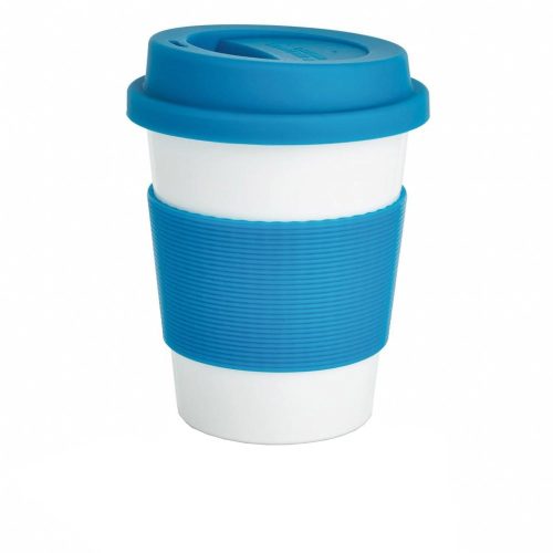 Cana de cafea 350 ml, ecologica, Everestus, EA, pla, silicon, albastru, saculet de calatorie inclus