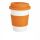 Cana de cafea 350 ml, ecologica, Everestus, EA, pla, silicon, portocaliu, saculet de calatorie inclus