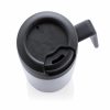 Cana de cafea 160 ml, perete dublu, XD, CE01, polipropilena, otel inoxidabil, alb, breloc inclus din piele ecologica